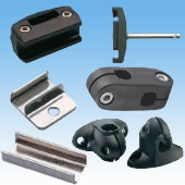 Guide rail clamps, other clamps, and mounting parts